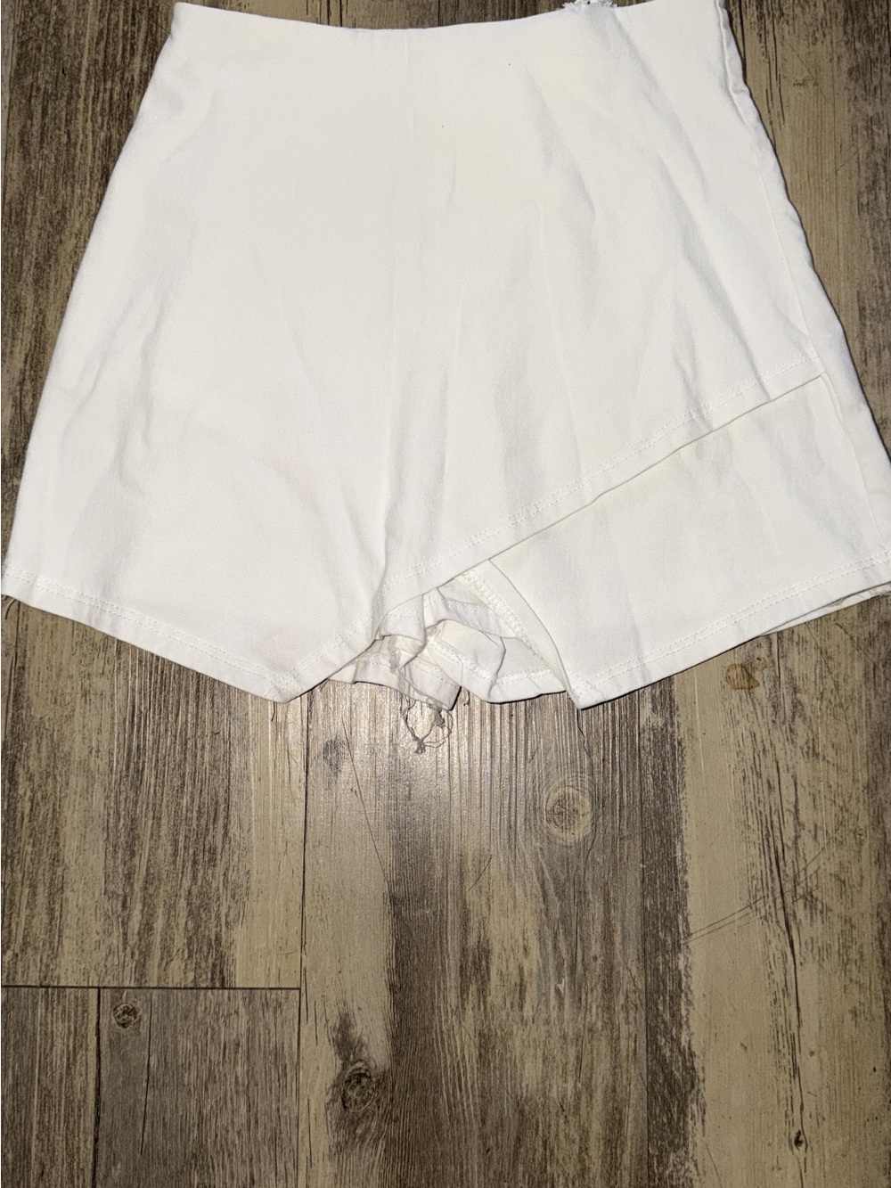 Women's White Wrap-Front Shorts
